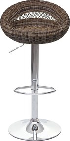 2x Barová stoličkaHWC-G26, polyratan / chróm - hnedá