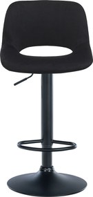 Barová stolička Camden - zamat, čierny rám - Čierna