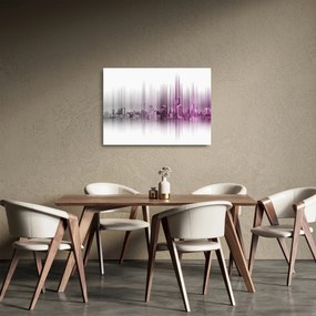 Sklenený obraz - Panoráma mesta, ružovo-šedé (70x50 cm)