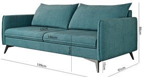 Pohovka v petrolejovej farbe 199 cm Juli Bis – Ropez