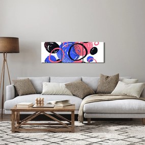 Obraz - Motív s kruhmi v živých farbách (s hodinami) (90x30 cm)