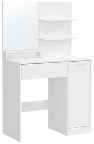 Toaletný stolík so zrkadlom a úložným priestorom, biela farba