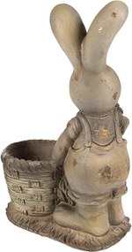 Béžová antik dekorácia králik s kvetináčikom - 38*22*49 cm
