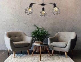Toolight - Závesné kovové stropné svietidlo 3-ramenné 3xE27 60W APP734-3C, čierna, OSW-08763