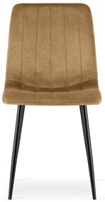 Hnedá zamatová stolička LAVA s čiernymi nohami