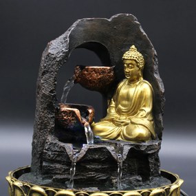Stolová Fontánka - Zlatý Meditujúci Budha - 30 cm
