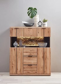 Komoda Napoli 22 s LED osvětlením 121 cm z masivu dub Bianco