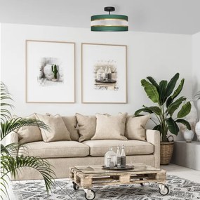 Luster na tyči HELEN 3xE27/15W/230V zelená/zlatá