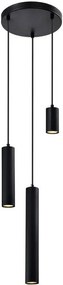 Candellux Čierny závesný luster Tubo pre žiarovku 3x GU10 s guľatou základňou 33-79084