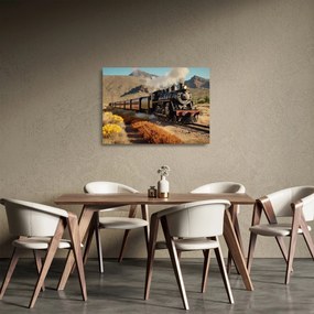 Sklenený obraz - Parná lokomotíva (70x50 cm)