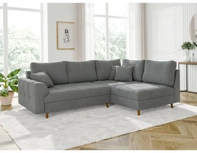 Sivá rohová pohovka z textílie buklé (pravý roh/do L) Ariella – Ropez