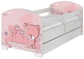 Raj posteli Detská posteľ "Medvedík ružový" Oskar biela