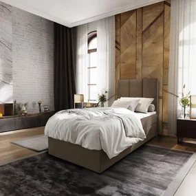 Čalúnená posteľ boxspring MERALIS 80x200 cm hnedá Matrac: Matrac Bonell pružinový