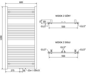 Mexen Hades, vykurovacie teleso 1200 x 600 mm, 659 W, biela, W104-1200-600-00-20