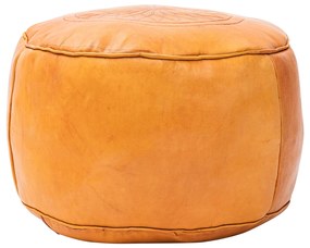 Kožená taburetka horčicová