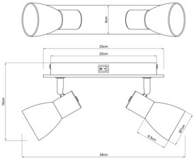 Globo 54307-2W - Nástenné bodové svietidlo CLAUDE 2xE14/40W/230V čierna/drevo