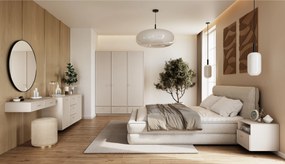 Závesná konzola / toaletný stolík Lorini 100 cm so zásuvkami - kašmír / zlaté úchytky T-bar