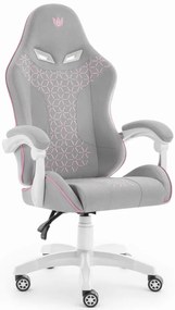Herná stolička HC-1008 2.0 s ergonomickými vankúšmi - sivo-ružová