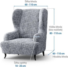 Bielastické poťahy GRAFITI NOVÉ antracit kreslo ušiak (š. 60 - 110 cm)