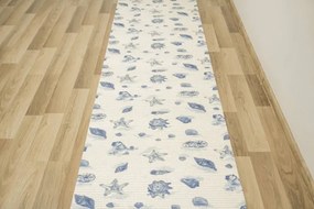 Kúpeľňová penová rohož softy-tex 820 krémová / modrá, mušle