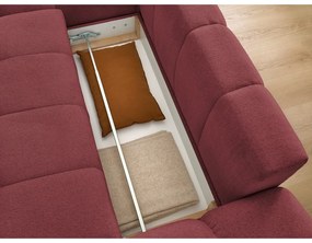 Vínovočervená ženilková rozkladacia/s úložným priestorom rohová pohovka (ľavý roh/s leňoškou) Everest – Bobochic Paris