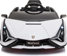 Ramiz Lamborghini SIAN batéria pre deti biela + diaľkové ovládanie + EVA + pomalý štart + zvuková LED dióda
