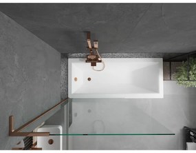 Mexen Next L, 1-krídlová vaňová zástena 100 x 150 cm, 6mm číre sklo, ružové zlato profil, 895-100-000-03-00-60