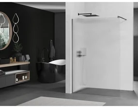 Mexen Kioto, sprchová zástena Walk-In 80 x 200 cm, 8mm sklo s rebrovým vzorom, grafitový profil, 800-080-101-95-09