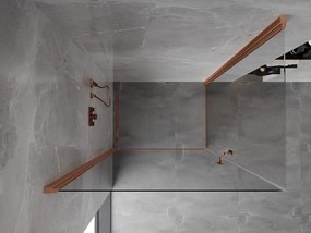 Mexen Mist-B Duo, 2-krídlový výklopný sprchový kút 90 x 70 cm, číre sklo, medený matný profil, 8A2-090-070-65-00