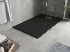 Mexen Hugo, obdĺžniková sprchová vanička SMC 140 x 70 cm, čierna, zlatá krytka, 42707014-G