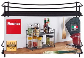 Čierna dvojposchodová polica na korenie Metaltex Lava