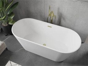 Mexen Flavia, voľne stojaca vaňa 170 x 75 cm, biela, zlatý matný prepad, 54031708000-55