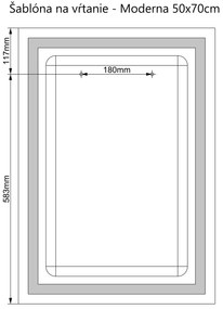 LED zrkadlo Moderna 50x70cm teplá biela - dotykový spínač