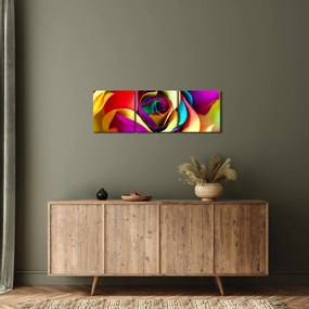 Obraz - Farebná ruža (s hodinami) (90x30 cm)