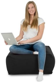 Plyšová taburetka kocka čierna