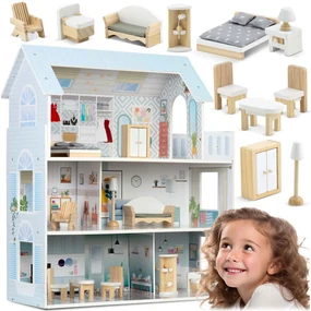 Veľký drevený domček pre bábiky 3-poschodový Ricokids RK-878 787801