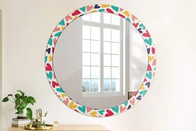 Okrúhle ozdobné zrkadlo na stenu Farebné srdcia fi 100 cm
