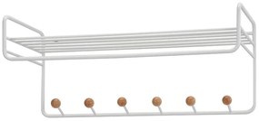 Nástenný vešiak s policou a háčikmi Gc7230 biely/prirodzený