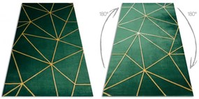 Koberec EMERALD exkluzívny 1013 glamour, styl geometrický fľaškovo zelený / zlatý