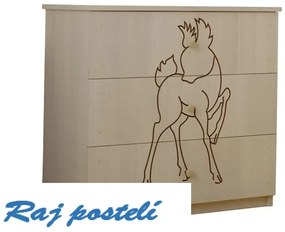 Raj posteli Komoda gravírovaná srnka Bambi dub jasný