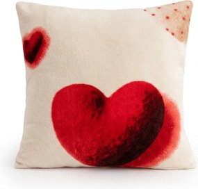 Obojstranná obliečka na vankúšik DUO SENSE HEARTELLE 45x45 cm mikroplyš/flanel, krémový