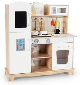 Kuchynská súprava na hranie pre deti Detská kuchynka z dreva 81 x 29 x 88,5 cm Biela + príroda