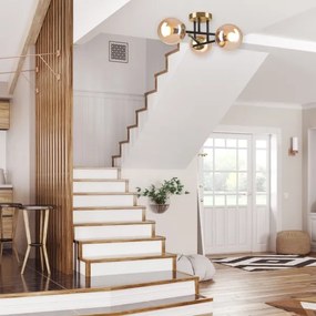 Prisadený luster MALENA 3xE14/5W/230V zlatá/čierna/dymová béžová