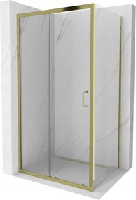 Mexen Apia sprchovací kút s posuvnými dverami 130 (dvere) x 90 (stena) cm, 5mm číre sklo, zlatý profil, 840-130-090-50-00