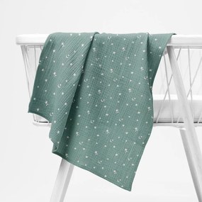 Biante Mušelínová plienka/dečka Nature MSN-053 Nočná obloha na pastelovo modrozelenom 70x70 cm