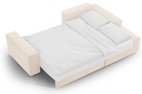 Béžová zamatová rozkladacia/s úložným priestorom rohová pohovka (pravý roh/s leňoškou) Jodie – Micadoni