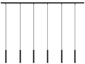 Moderný koľajnicový systém s 6 čiernymi závesnými svetlami 1-fázový - Slimline Keno