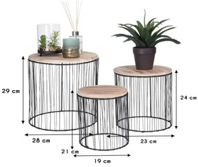 SADA 3x Stojan na kvety pr. 19/23/28 cm čierna/béžová