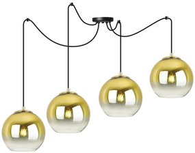 Závesné svietidlo Bergen Gold Spider, 4x zlaté/transparentné sklenené tienidlo (fi 15cm)
