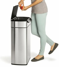 Hranatý dotykový kôš 40 l, nerez